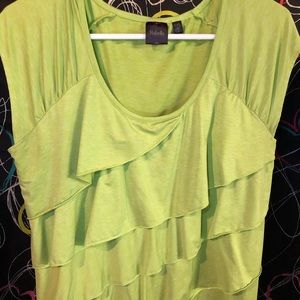 Sleeveless green ruffle top XL
